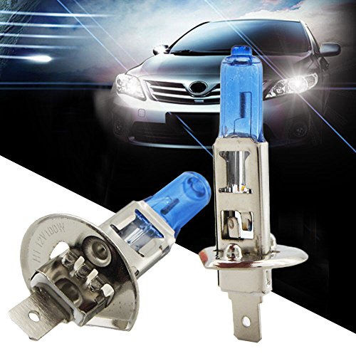 Iusun 2Pcs H1 100W Halogen Light Bright White Car Headlight Bulbs Bulb Lamp 12V 6000K Car Decorative Car Replacement Lamp Accessory - Thumbnail 5