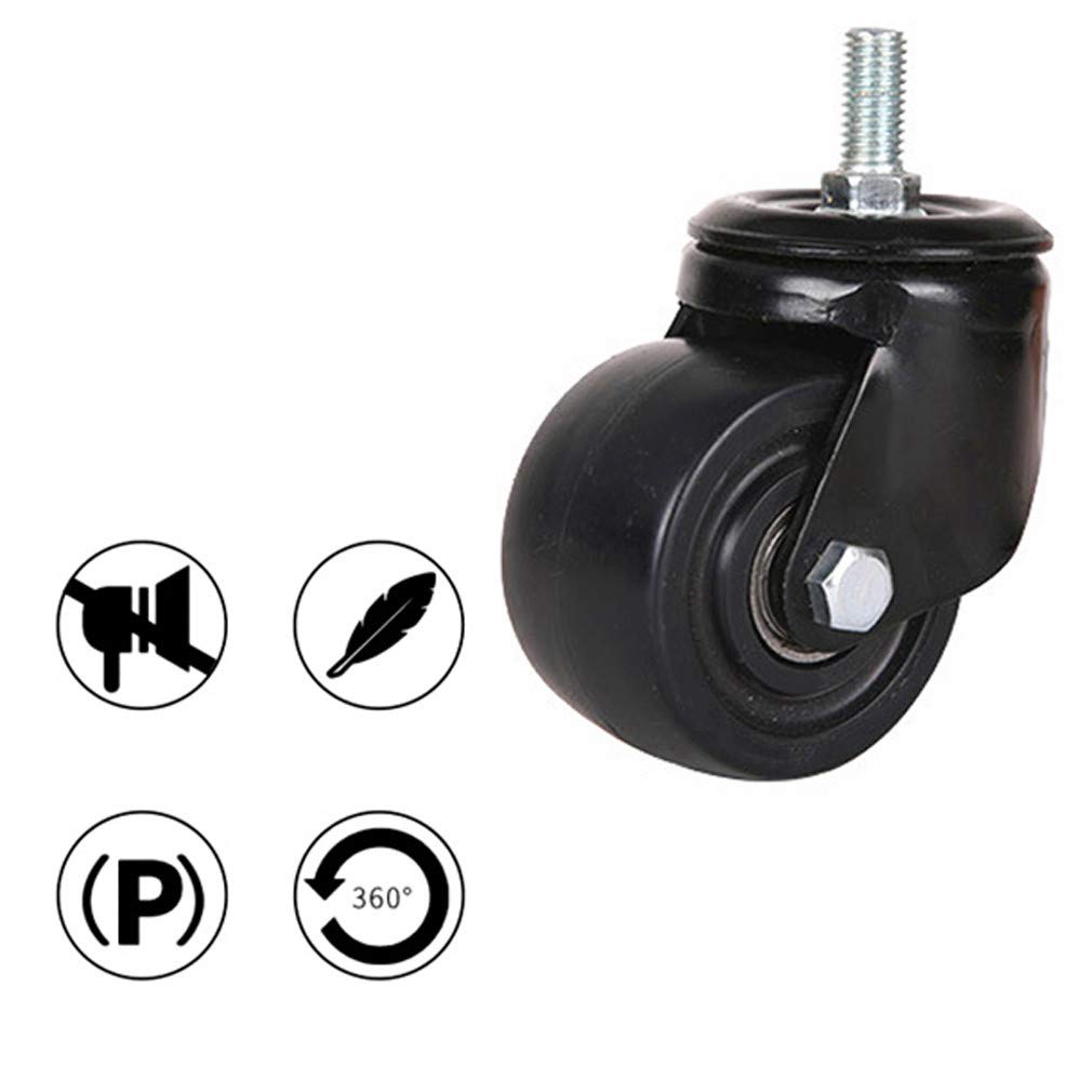 Set di 4 Ruote piroettanti in Nylon per mobili, di qualità Industriale, con Stelo filettato Nero, Resistenti ed economiche, perfette per Una Facile Mobilità e stabilità.