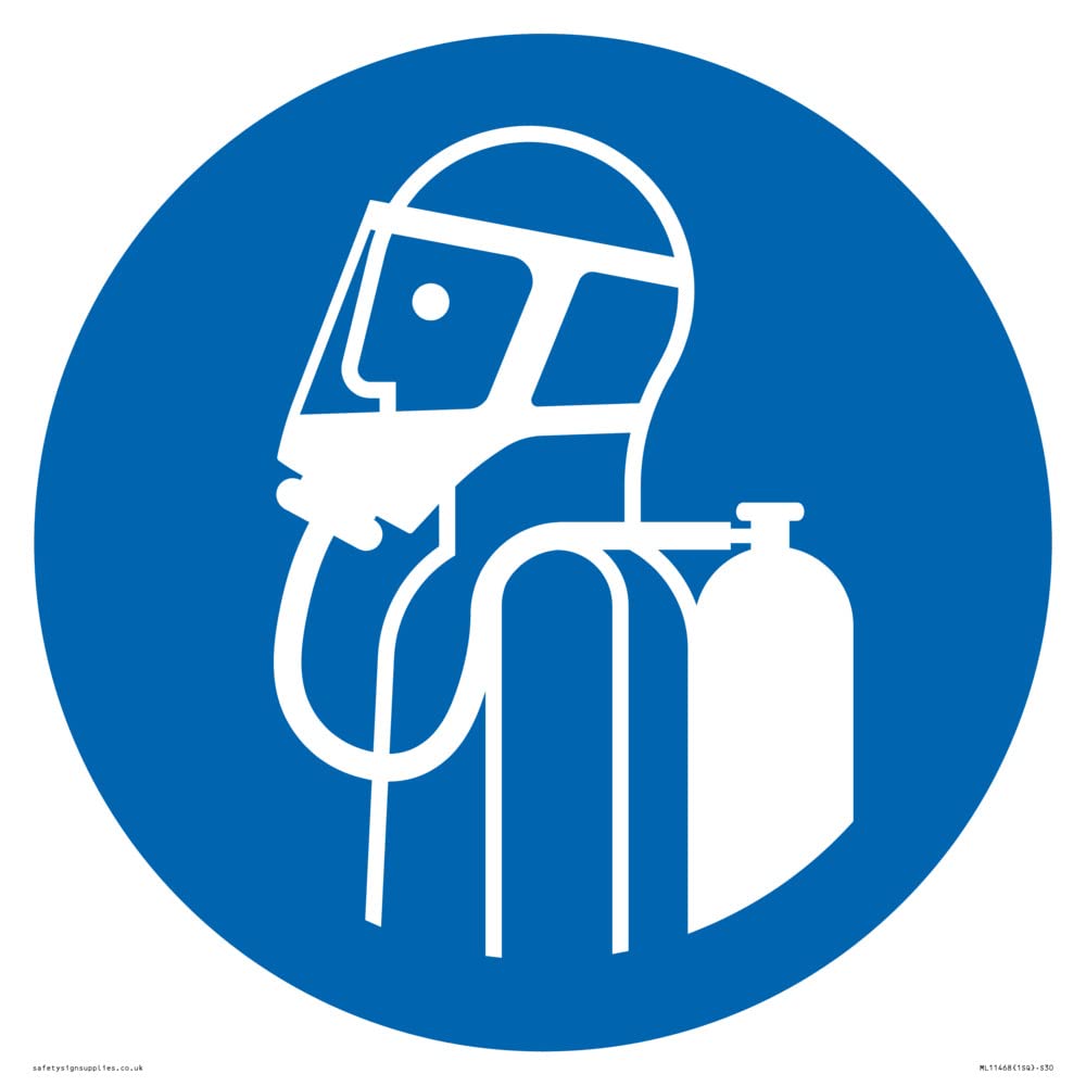 Mandatory: Use self-contained breathing appliance Sign - 300x300mm - S30, Blue/White