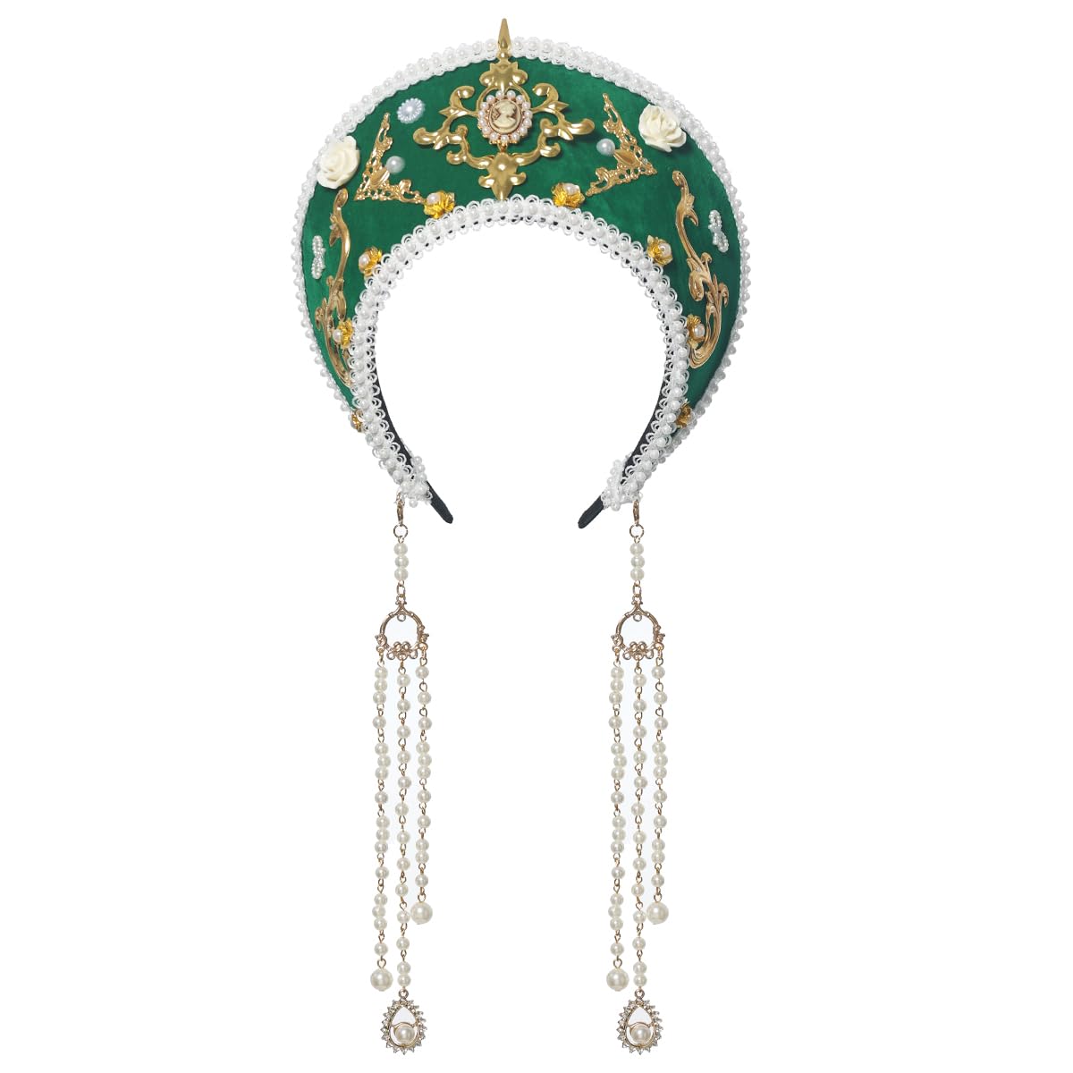 Anne Boleyn Headband Elizabethan Victorian Royal Coronet Hood Tiara Hat Medieval Renaissance Tudor Queen Headpiece for Women