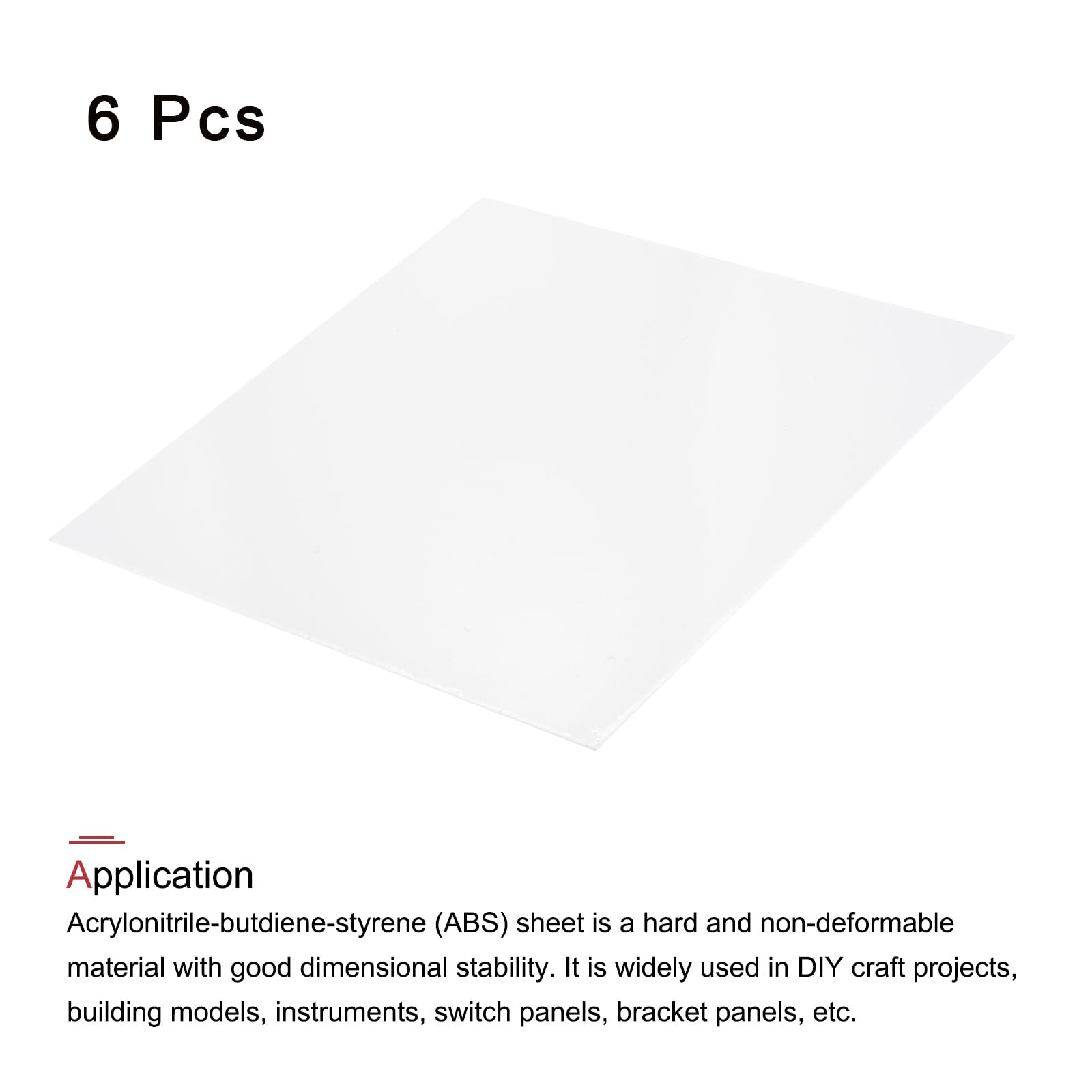 QUARKZMAN ABS Plastica Foglio 12 Pollici X 12 Pollici X 0.08 Pollici ABS Stirene Fogli per Modelli Edifici Diy Artigianato Pannello Bianco 6 Pezzi