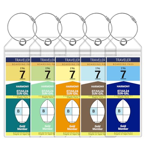 GhllGhyy 5 Pack Celebrity Luggage Tags for Suitcases 7.48x2.75 Fits All Fits Celebrity Ships & Tags Waterproof Clear Luggage Bag Tag Holders with Metal Ring for 2025 & 2026 Cruise Ships Essentials
