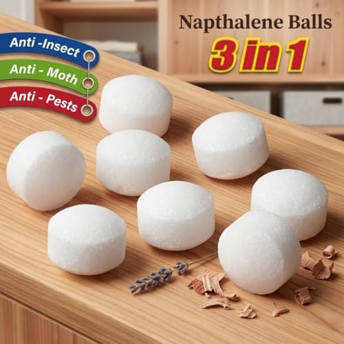 Image of 1KG Naphthalene Balls | 5 x 200g Packs | Naphthalene Balls for Wardrobe | Clothes Protection & Insect Repellent for Cupboards | Wardrobe Freshener for Clothes