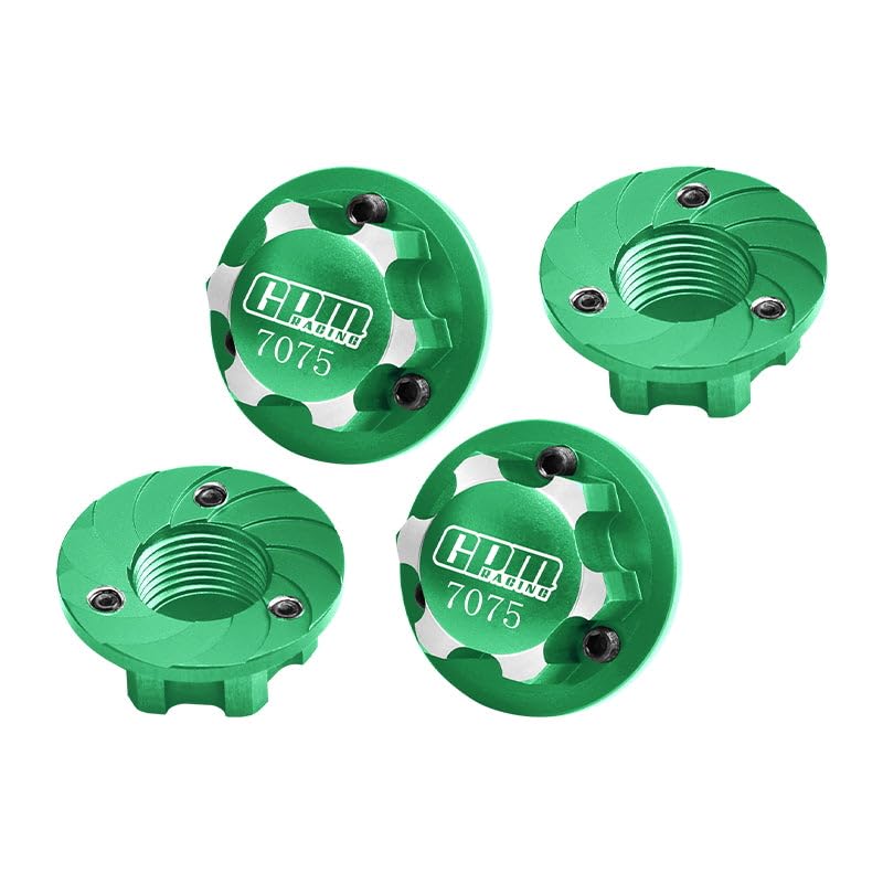 Aluminum 7075 Alloy Wheel Nut 17mm for LOSI 1/6 8IGHT-X Super Lasernut 4WD Brushless Buggy-LOS04019 & 1/7 1/8 Arrma RC Car Upgrade Parts - Green