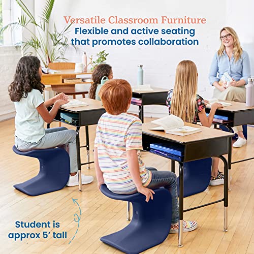 Image of ECR4Kids Wave Seat Perch Stool, 14in - 15.1in Seat Height, Flexible Seating, Navy, 2-Pack