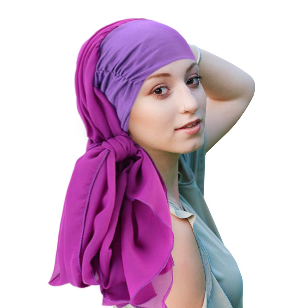 Chemo Headwear for Women Head Scarfs Turbans UK Cancer Scarves Bandanas Head Scarfs Hair Long Hair Silky Hair Loss Turban Bouffant Beanie Hat Slouchy Purple