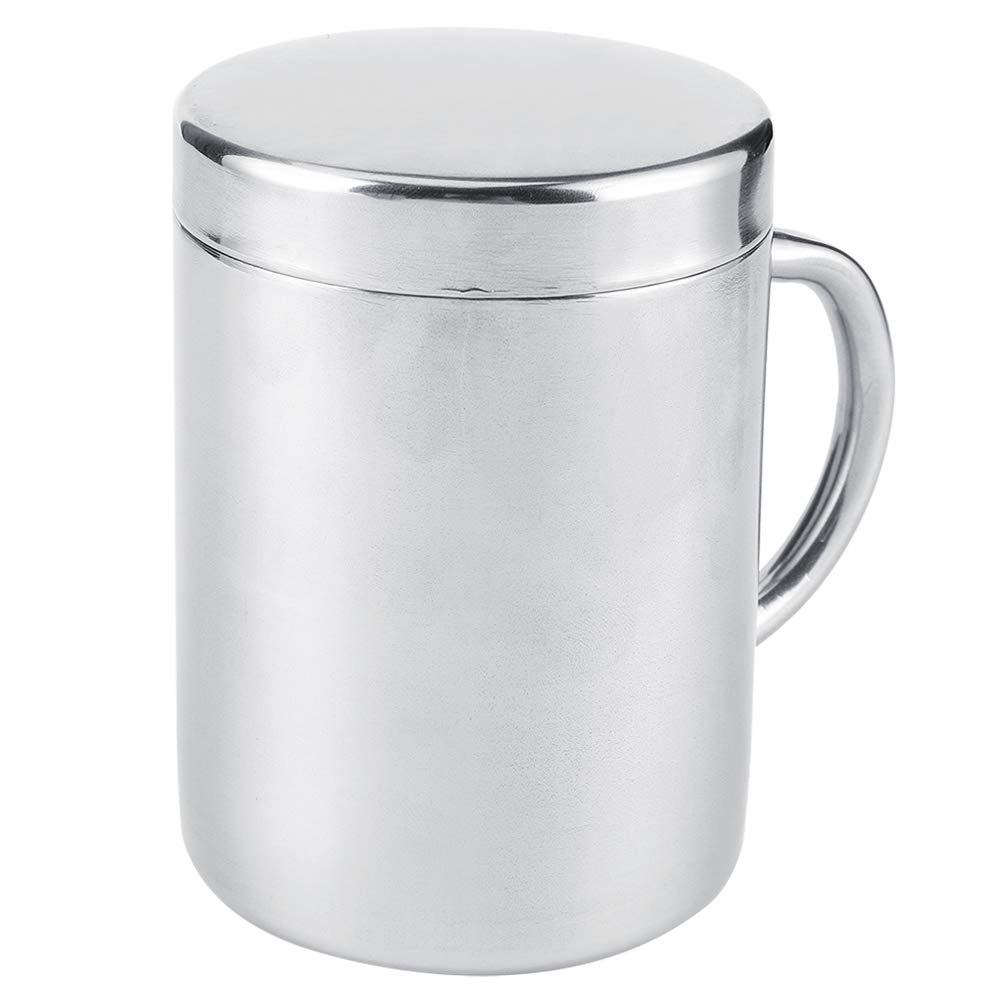 Ejoyous Taza de café Portátil Taza de Doble Pared de Acero Inoxidable 300 Ml con Tapa y Asa Aislada Anti Escaldaduras para el Hogar Oficina Viajes Té Leche Beber (304 material 220ML (con tapa))