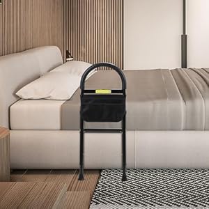 Fiqops Opstahulp bed, opstahulp voor senioren, met sensor, opstahulp met opbergtas, in hoogte verstelbaar, handgrepen voor senioren, vallen ’s nachts