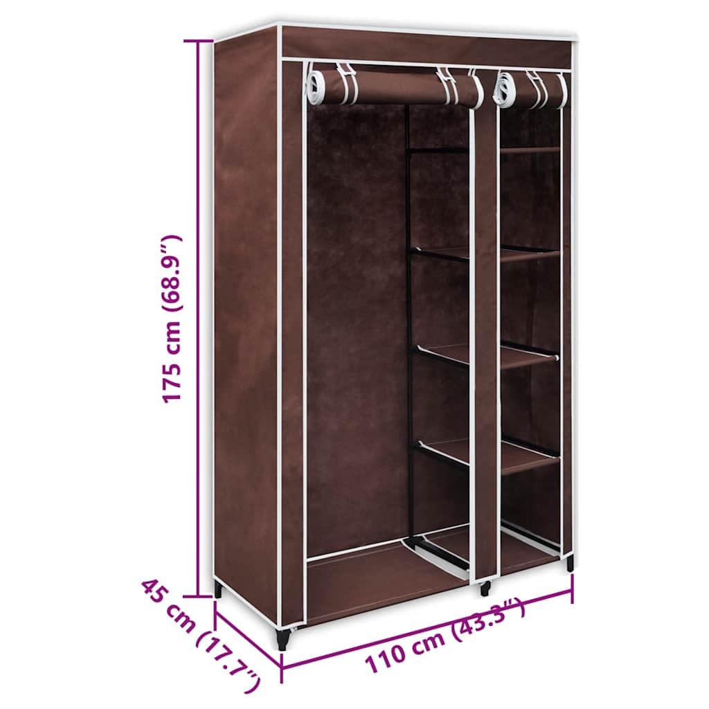 Hothingwell Kleiderschrank, Stoff, 2 Stück, Braun, faltbar | Stahlrohre, strapazierfähiges Fleece, staubdicht, für Keller, Schlafzimmer, Camping