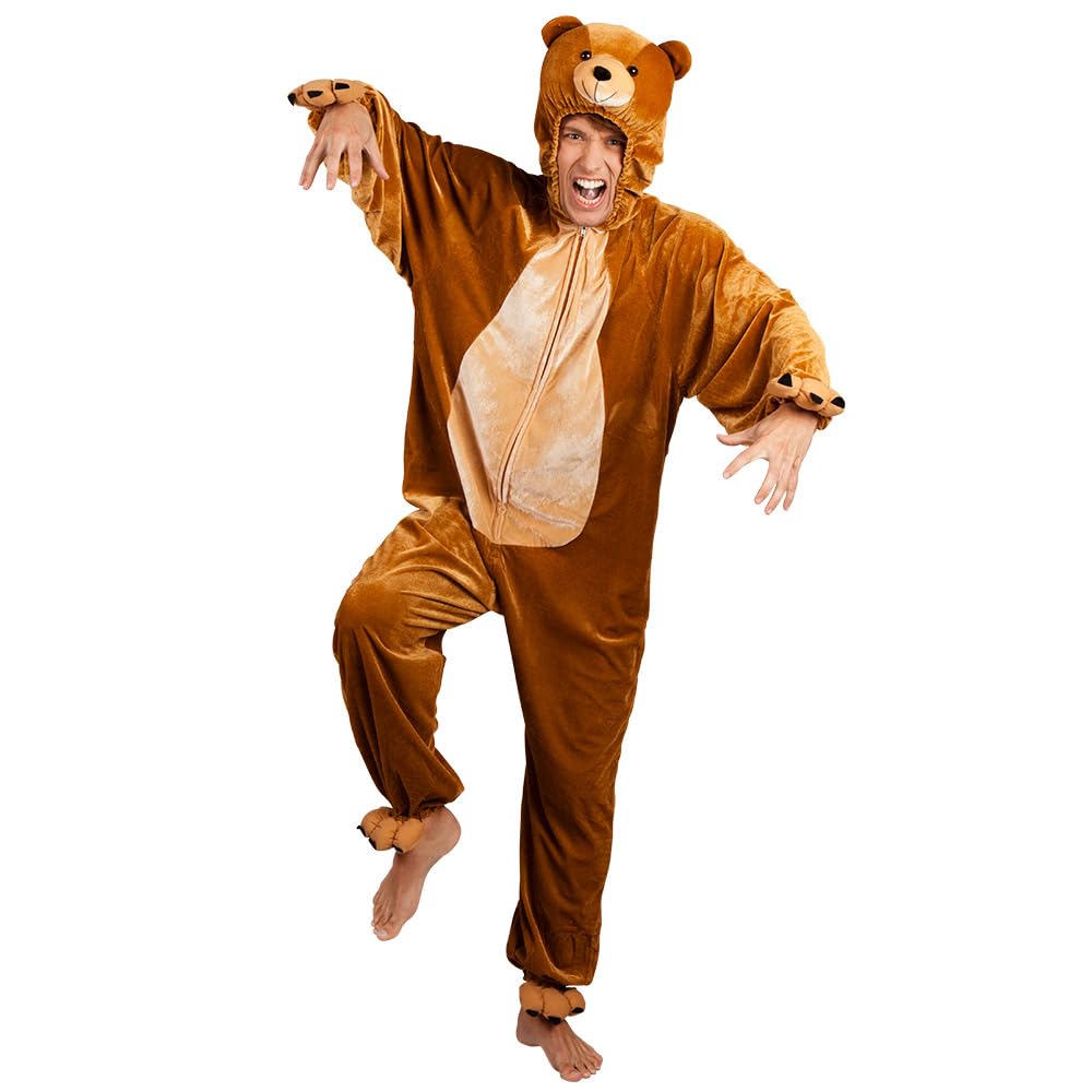 Boland - Tuta Peluche da Orso con Cappuccio | Costume da animale con cerniera per Carnevale e feste a tema