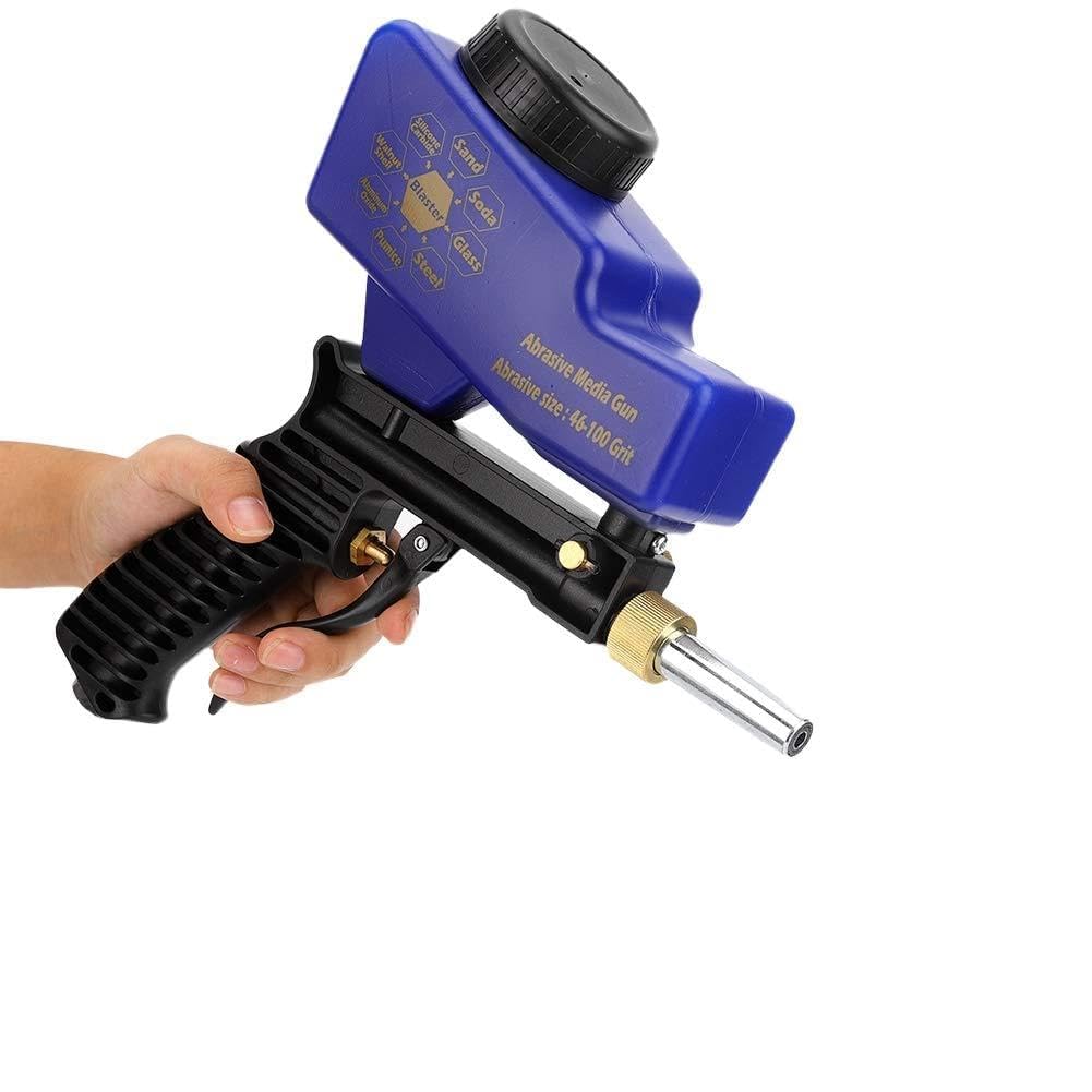 EMUKOEP Portable Gravity Feed Sandblasting Gun Adjustable Flow Nozzle Change with Large Capacity Container for Metal Derusting Polishing Detail Finishing