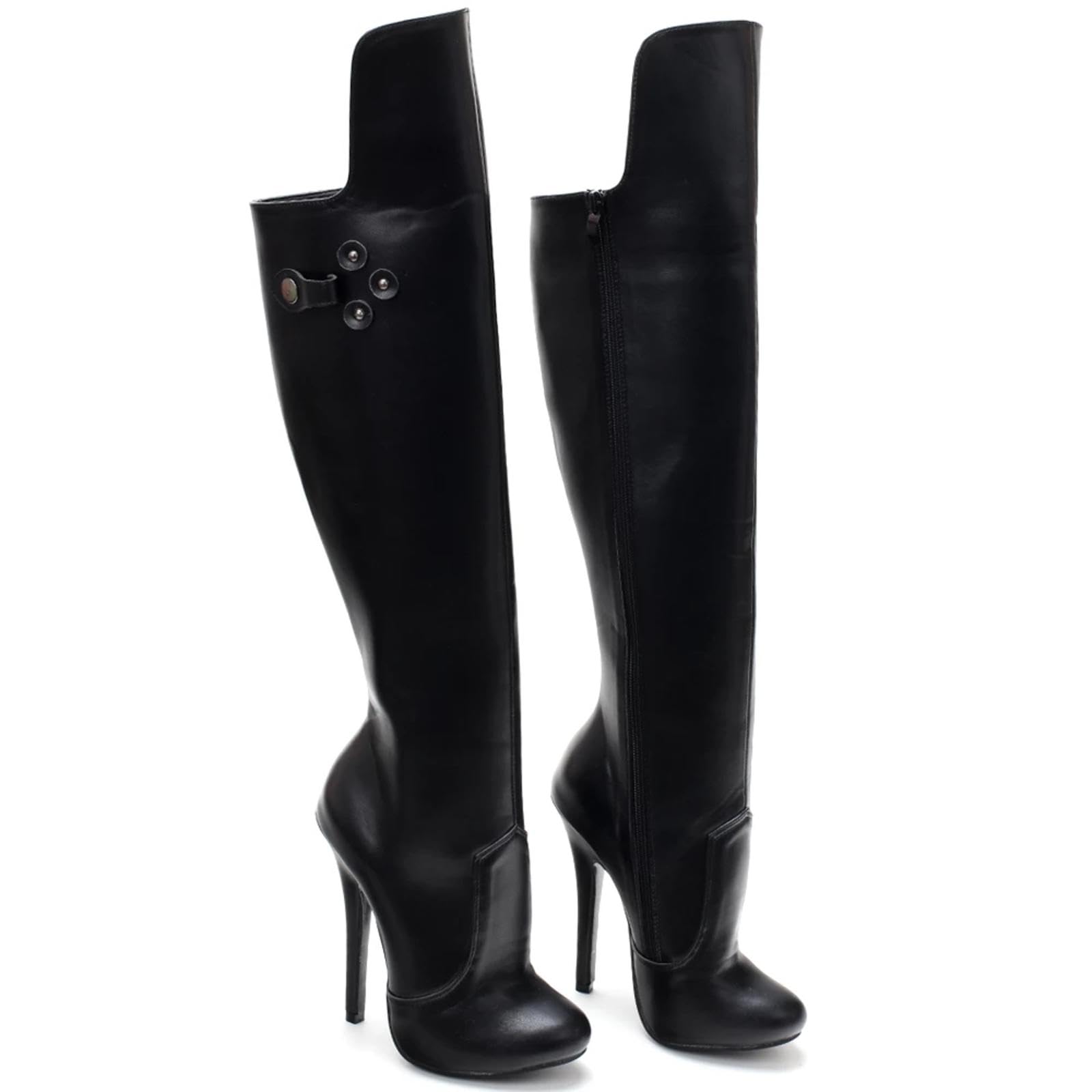 high Heels Hohe Absätze 14cm Kniehohe Stiefel mit dünnem Absatz,Black-42