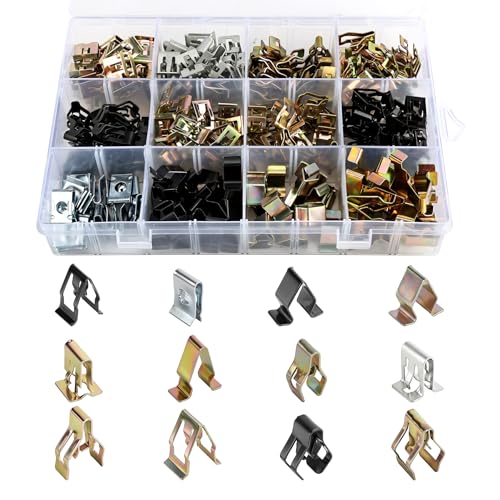 Fit4drive Auto Metall Befestigung 240 Stück Clips und Klammern Innenverkleidung Befestigungs Metall Clip Ersatzteile Metall Zierleiste Federclip Auto kfz Zubehör für Türverkleidungen Clips