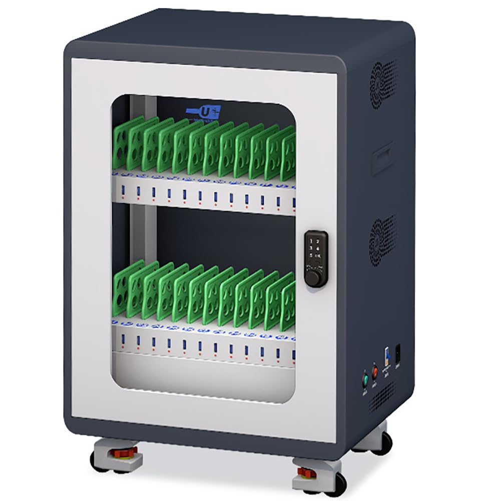 Home and Commercial Mobile Charging And Storage Cart with Electronic Lock 10-60 Bay USB Charging Station with Disinfection and Cooling Fan For Mobile IPad Chromebook Tablet not for laptop Full-Swivel