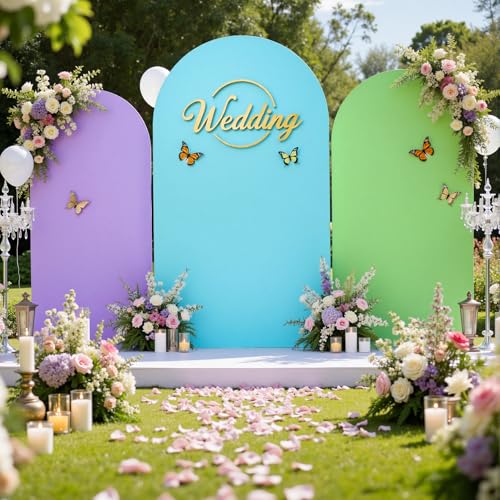 Cartoon Monster Arch Covers Set of 3-7.2ft 6.6ft 6ft Monster Arch Cover, Wrinkle Free Stretchy Spandex Arch Backdrop Stand Cover for Baby Shower Birthday Party Photo Background-Blue Green Purple by leegleri - Used condition - Image 3