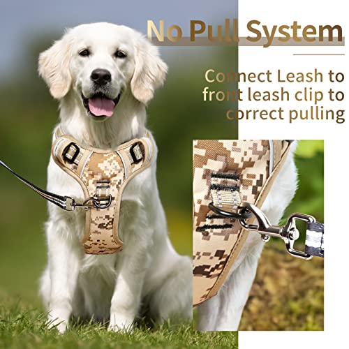 HEELE Hundegeschirr Camouflage Welpen Verstellbar Geschirr Hund Brustgeschirr Reflektierend Atmungsaktiv Hundegeschirr für Kleine Mittlegroße Hunde, Camouflage Braun, S