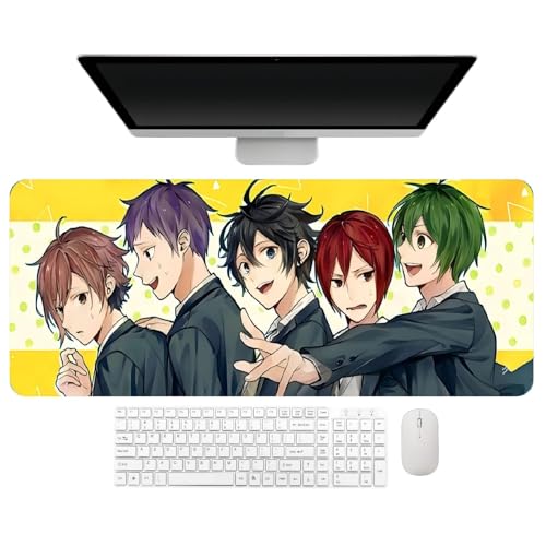 4 mm de espesamiento. Anime Horimiya Hori Kyoko Miyamura Izumi Yoshikawa Yuki Alfombrilla De Ratón, Alfombra De Teclado, 31.5×11.8×1.6 inch (800×300×4 mm), Impresión HD, Caucho Natural