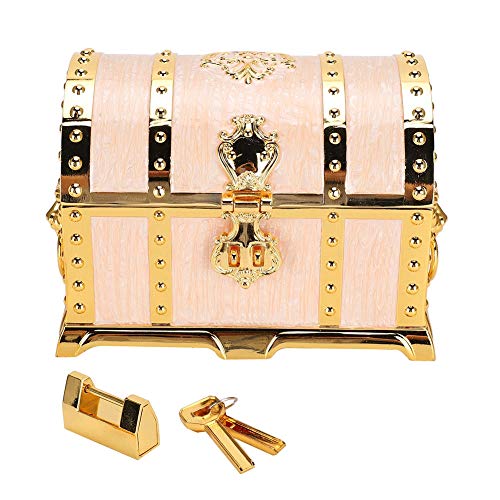 Jewelry Storage Box Two Layer Vintage Necklace Storage Earring Container Box Jewelry Holder with Lock Rectangular Decorative Collectible Jewelry Trinket Box for Women