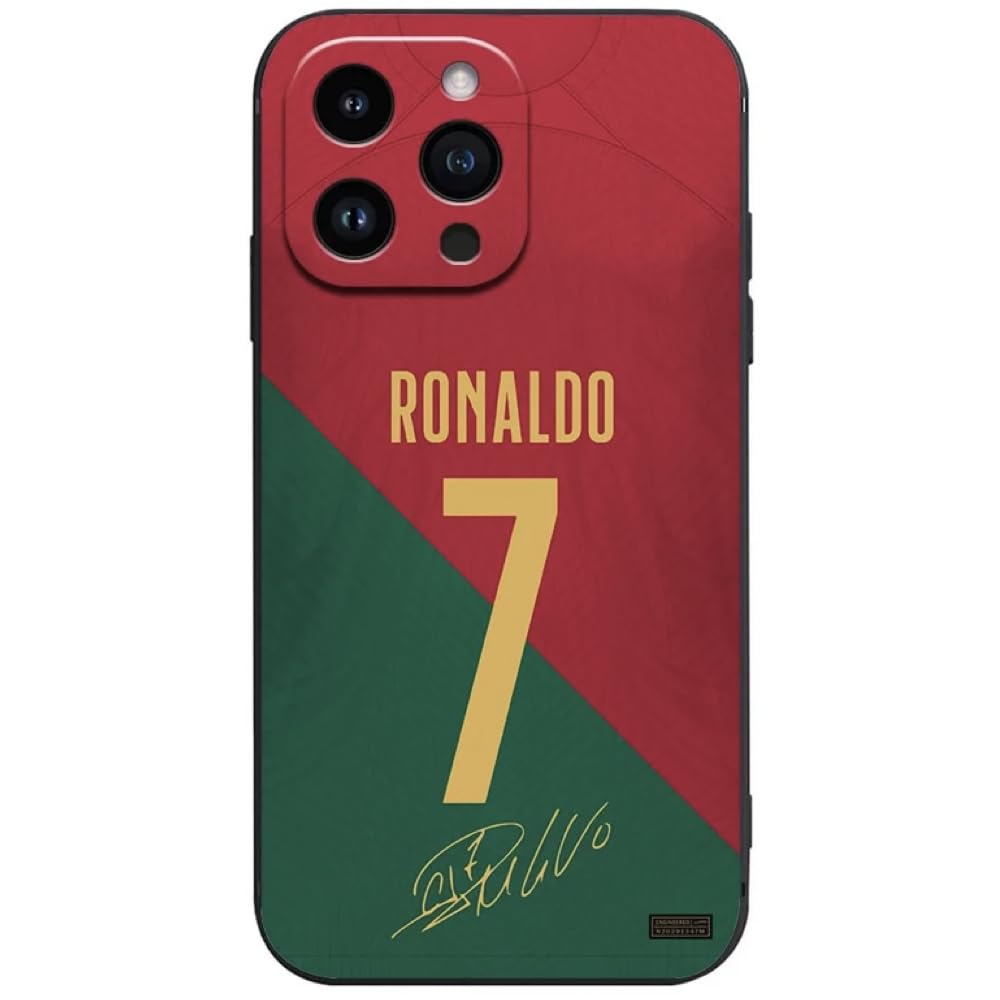 EZB Legend Football Player Themed iPhone Phone Case | Flexible Silicone Cover, Shock Absorbent (Ronaldo, iPhone 13)
