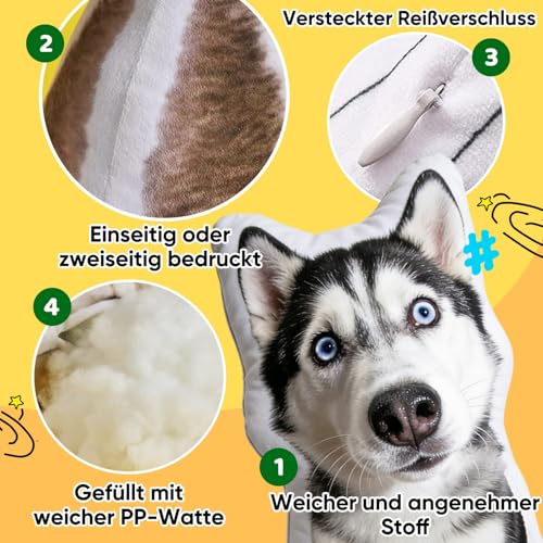 Funmii Kissen mit Foto Bedrucken Lassen, Kissen Personalisiert, Hund Katze Haustier Fotokissen, Kuscheltier mit Gesicht Foto, Lustige Fotogeschenke, Personalisierte Geschenke für Frauen Männer
