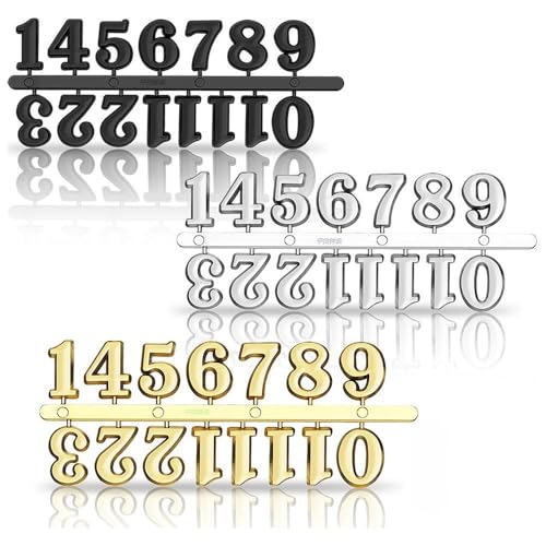 generico Kit Numeri Orologio Fai da Te, Numeri Arabi 2cm Nero Argento Oro, Adesivi autocollanti per Realizzazione Orologi da Parete