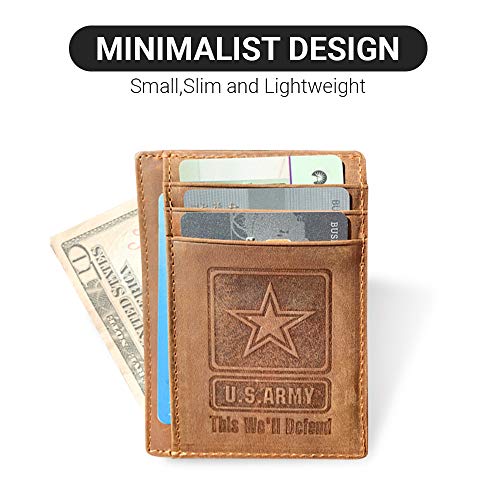 U.S. Army Wallet/Back Saver, Engraved Slim | Genuine Cowhide Leather | Slim, Front-Pocket, or Minimalist Wallet | Perfect US Army Wallet/Gift | Beautiful Gift Box2
