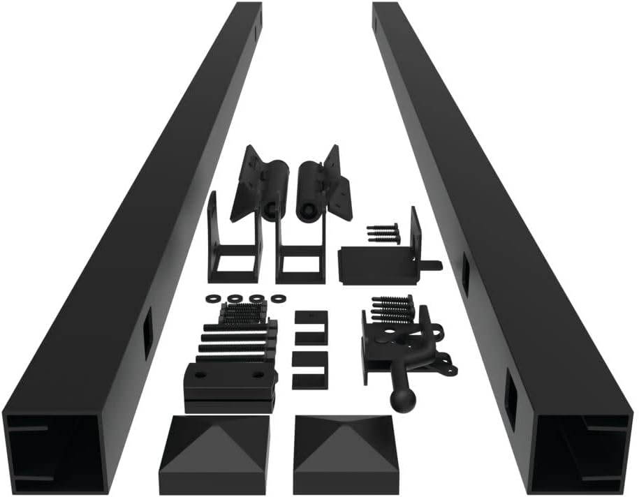 54-in 3 Rail Aluminum Fence Adjustable Gate Kit Black