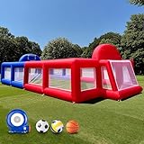 Wellcomer 40FT Inflatable Sport Court with Blower - Portable 3-in-1 Basketball, Soccer & Volleyball Field for Backyard, School & Team Training, Outdoor Multi-Game Arena
