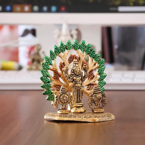 Image of KridayKraft Elegant Tirupati Murti - Lord Venkateswara Swami Tirupati Balaji Vishnu JI Murti Idol Shank Chakar Tilak Statue for Temple (Golden)