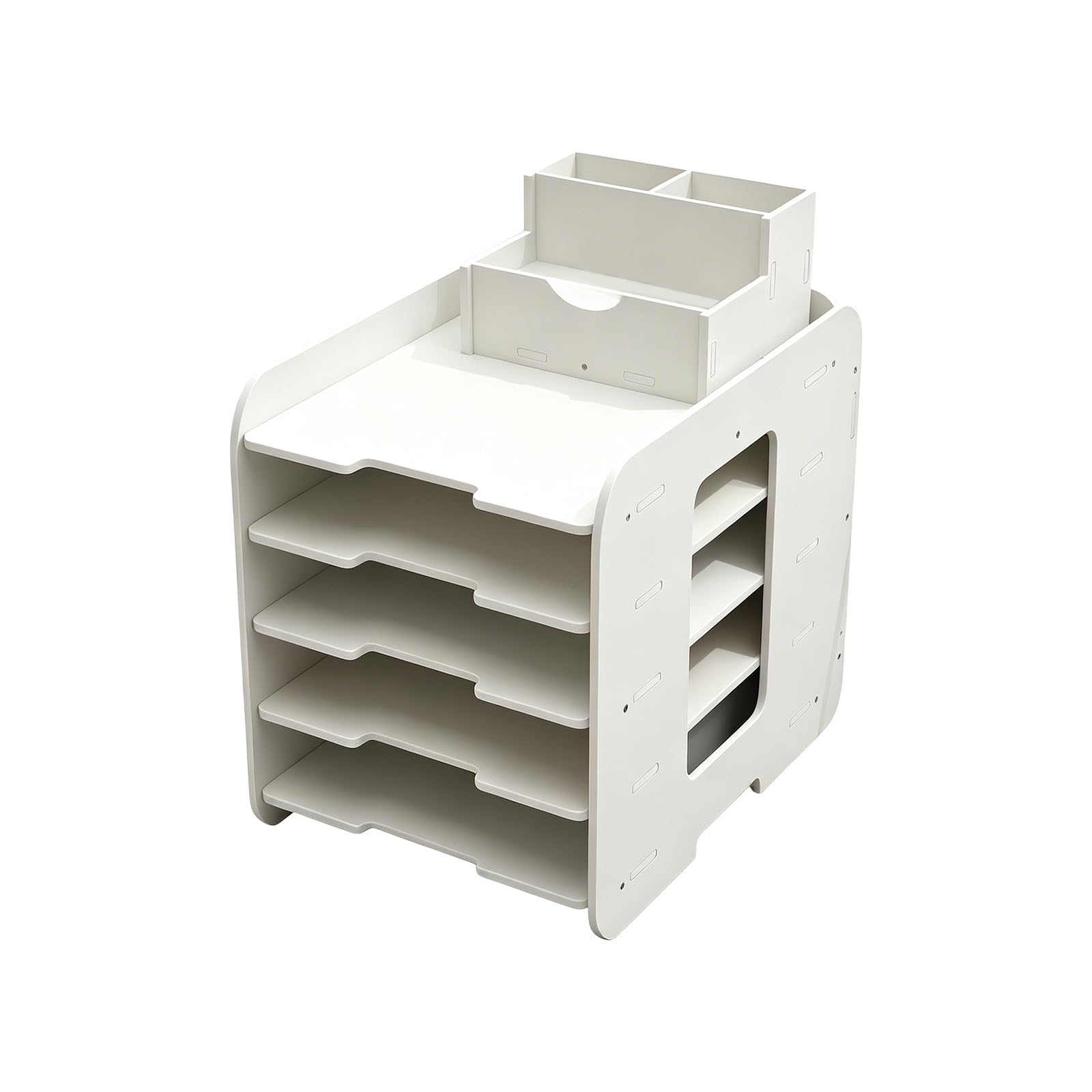 Kaeltsyn Multi-tiered PVC File Letter Tray with Pen Cup Desktop Document Organiser Space Saving Storage Rack for Offices Permanent PVC Stand