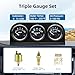 MAIMEIMI Triple Gauge Set (8-16V Volt Meter +100-250℉ Water Temperature Gauge+ 0-100 psi Oil Pressure Gauge) 2'' 52mm 3 in1 Car Auto Gauge Kit Dashboard Black Console for 12V Cars (Black)