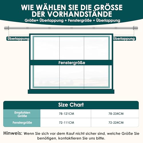 Ausziehbare Gardinenstange von Tiemlet: Silber Metall mit zylindrischen Endstücken, verstellbar von 72 cm bis 235 cm für Ösenvorhänge im Schlafzimmer, Kinderzimmer, Wohnzimmer, Badezimmer