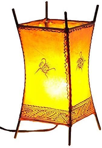 Simandra Simandra Oriental Lamp Moroccan Henna Leather Table Lamp Orient Carree Sun 30cm Color Orange