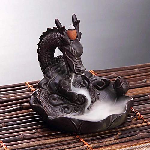 L!Ghtup Dragon Backflow Incense Burner Ceramic Incense Holder + 50 Free Cones, For Home Decor Aromatherapy Relaxation Gifts #TOP2