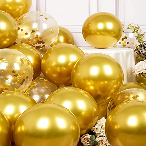 Image of AMFIN Confetti Balloons for Decoration /Confetti Combo Balloons /Birthday Confetti Balloons /Confetti Gold Balloons /Gold Theme Decoration /Party Gold Balloons /Anniversary - Pack of 200