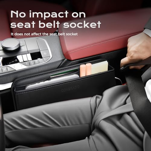 Image of Coverado Universal Car Seat Gap Filler Organizer, Premium Suede Leather Car Seat Side Gap Filler, Seat Gap Storage Box for Suv Truck, Car Interior Accessories, Black-2pcs