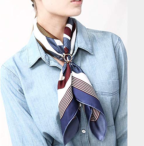 2PCS Women Lady Girls Simple Fashion Three Rings Scarves Buckle Scarf Clip Scarf Ring Wrap Holder Clamp Silk Sarf Clasp for Clothing Neckerchief Shawl Golden Silver Set …