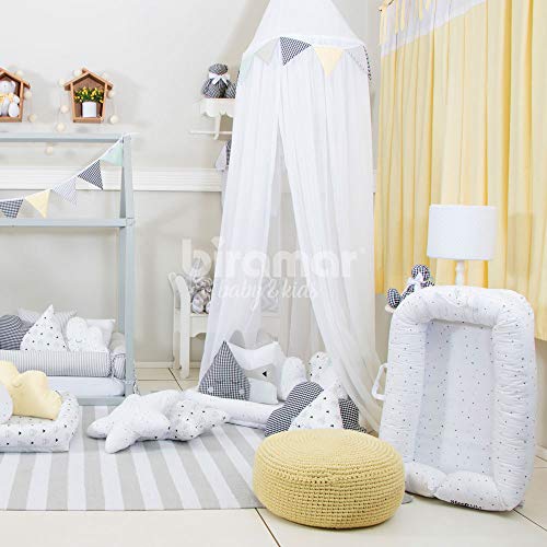 Kit Montessoriano Mini Cama Rolinho 4 Peças Listrado Cinza (Colchão 1, 50 x 0, 70), Biramar Baby, Ci