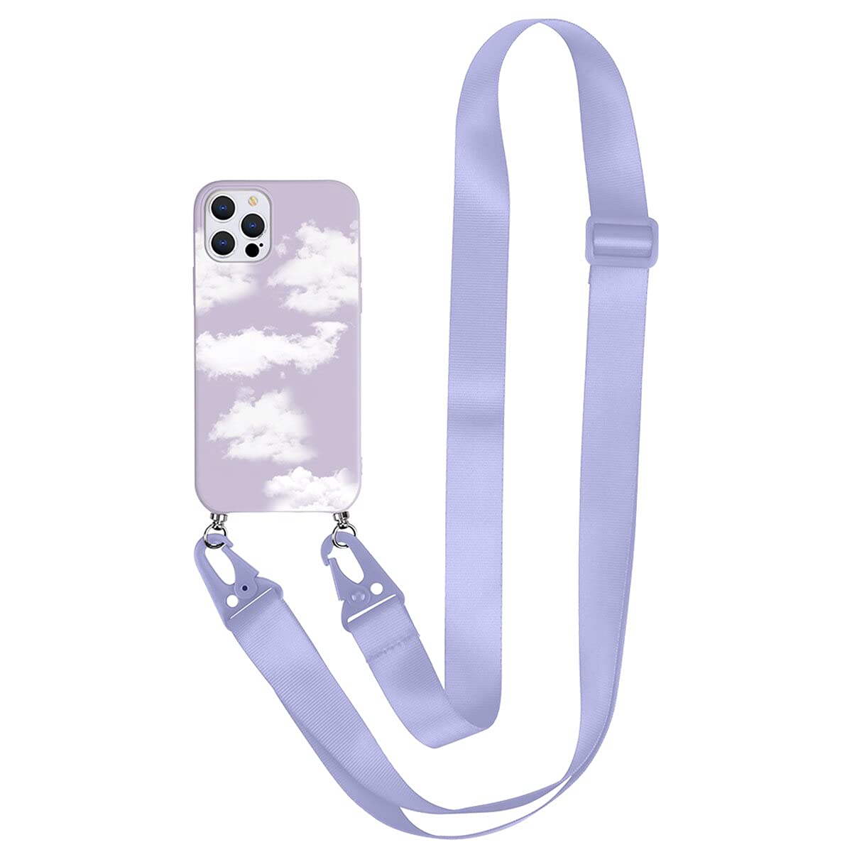 Yoedge Funda Con Cuerda Para Apple IPhone 14 6,1", Púrpura TPU Silicona Mate Case Con Lindo