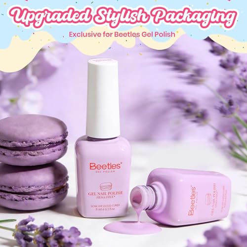 Image of Beetles Lavender Gel Nail Polish - Lavender Macarons Pastel Purple Gel Nail Polish, Same Color Same Bottle, Soak Off UV LED Lamp Pastel Nails Art, Long-Lasting Manicure Salon DIY Home Summer Nails