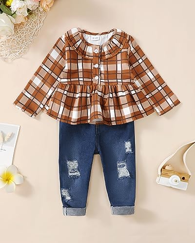 Image of Renotemy Baby Girl Clothes Toddler Girl Clothes Outfits Infant Clothing Jeans Pants Set Cute Clothes Set for Girls