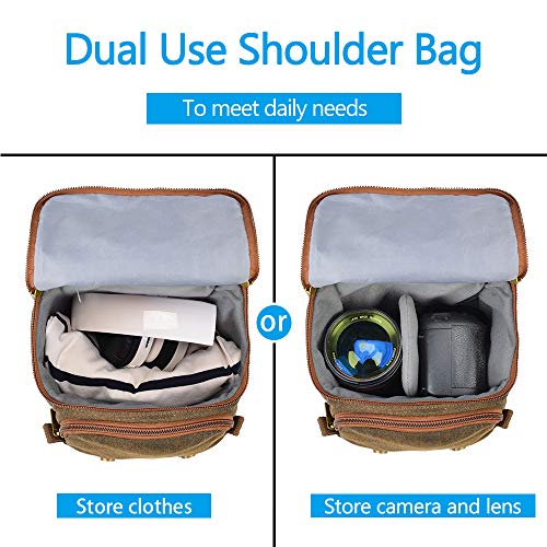 Homesen Bolsa de ombro de lona Bolsa mensageiro para 1 câmera 1 lente compatível com DSLR câmera e l