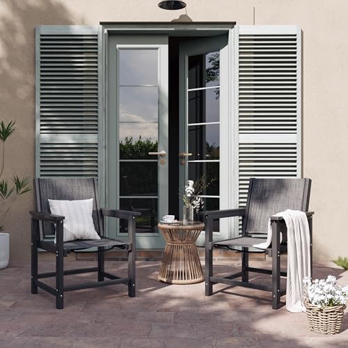 Amopatio Patio Dining Chairs HDPE Plastic Outdoor Chair with Wide Seat All Weather UV Resistant Heavy Duty Resin Patio Chairs for Poolside Garden Porch Backyard Balcony & Deck(1PCS)