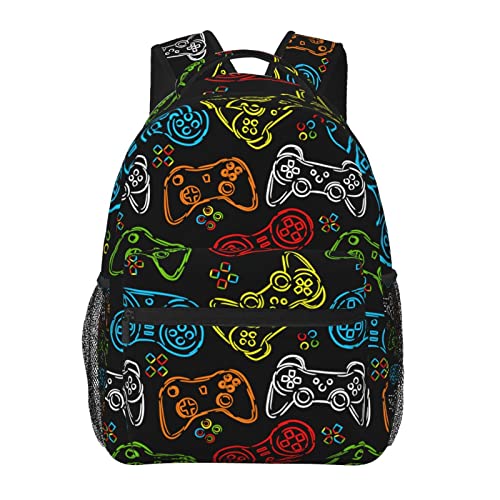 Fiokroo Mochila escolar para estudantes, adolescentes, homens e mulheres, mochilas para laptop, bolsa de viagem com vários bolsos, Videogame #05, One Size, Mochilas Diárias