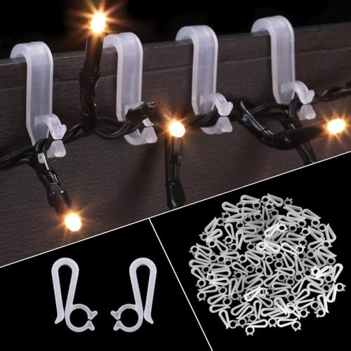 Vikdio 120 Pcs Gutter Hooks for Fixing Christmas Lights Holiday Lights Clips Mount to Gutters Shingles