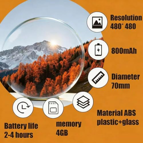 2026 New Memory Sphere Lamp, 2.7-inch Crystal Sphere Video Player.Supports Custom Upload of Photos and Videos via Computer or WiFi. Suitable for Anniversaries and The Birthdays of Couples. (PC)