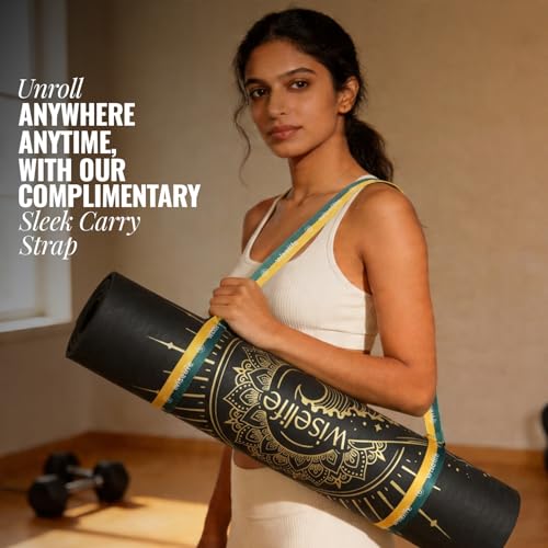 Image of WiseLife Grande XL 6 MM TPE Yoga Mat for Men & Women | Extra Thick, Long & Wide Premium Exercise Mat with Yoga Strap | Anti-Slip & Anti-Tear Ideal for Yoga, Pilates, Home Workouts & Gym Use (Black XL)