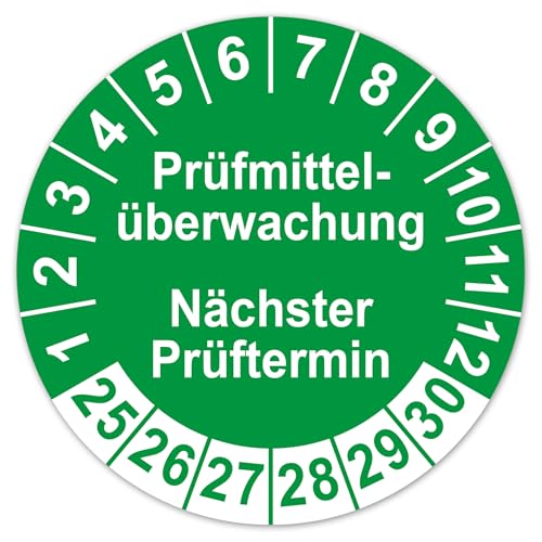 LabelTec Prüfplaketten Prüfmittelüberwachung nächster Prüftermin 2025-2030 Prüfaufkleber Prüfetiketten Vinyl Aufkleber Plaketten Folie selbstklebend wasserfest LTB003 (100, Ø30mm)