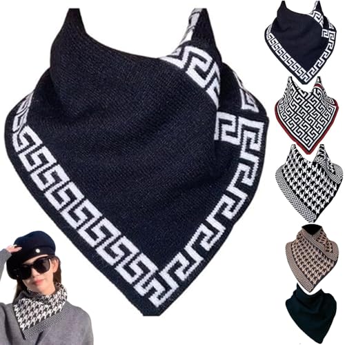 Fashionable Versatile Triangle Scarf - Women Winter Soft Warm Knitted Collar Cross Neck Knit Triangle Scarf