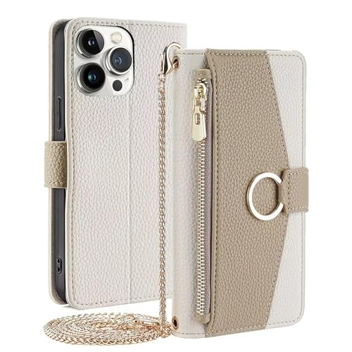 Housse de protection iPhone 16 Plus en similicuir blanc durable avec porte-cartes